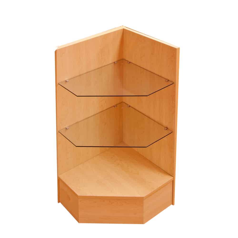 Corner Display Case | Retail Corner Display Case | Maple