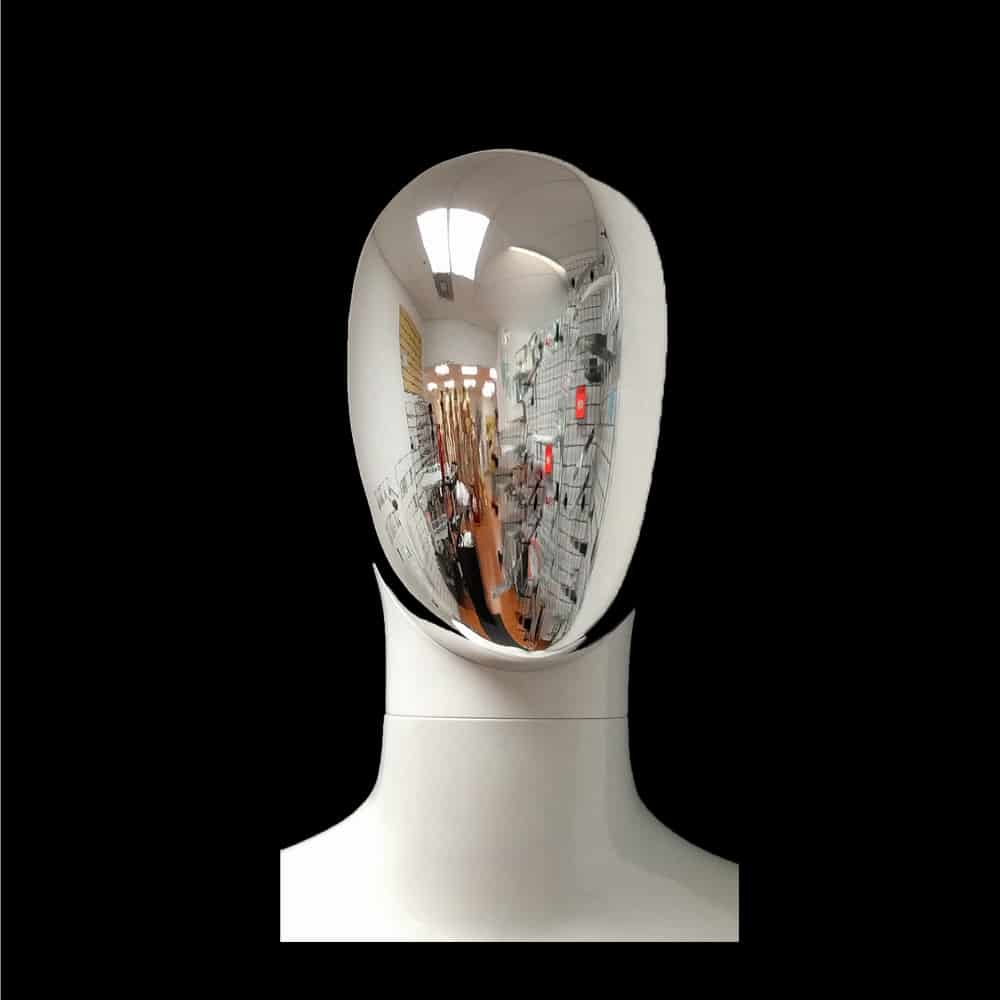 Female Abstract Glossy Chrome Mannequin Head for Petra Mannequin (Lire)