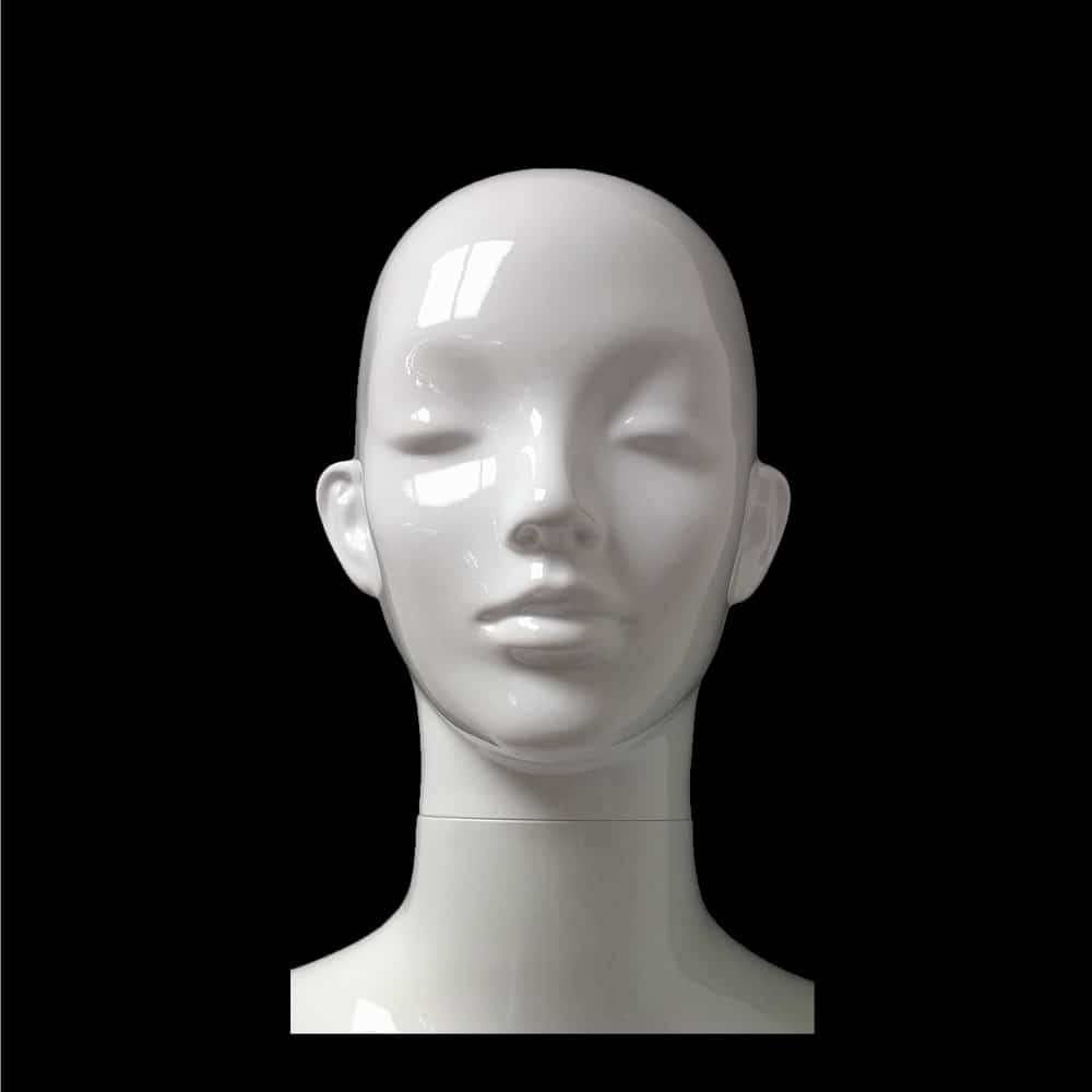 Female Abstract Glossy White Mannequin Head for Petra Mannequin (Lori)
