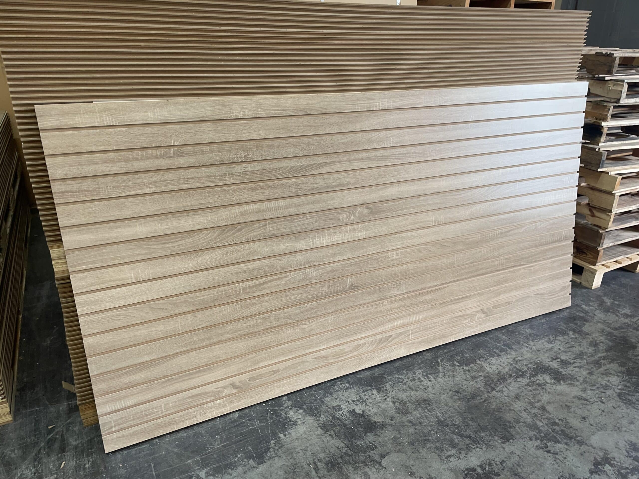 Sonoma Oak Slatwall Panels | 3″ Groove Distance – 4′ x 8′