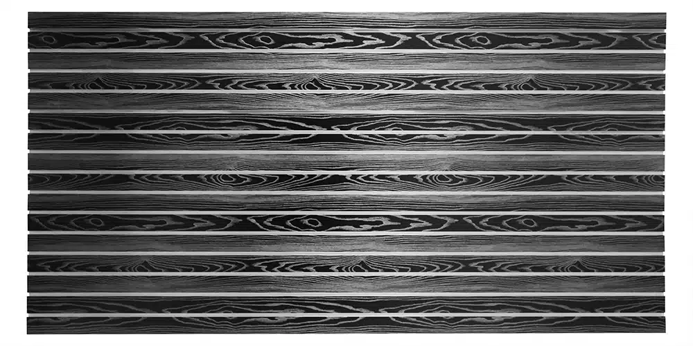 Black Woodgrain Slatwall Panel 4x8 3" Groove Spacing with Metal Inserts