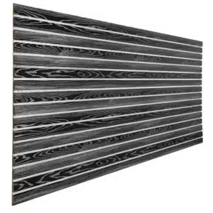 Black Woodgrain Slatwall Panel 3" Groove Spacing with Metal Inserts Angle