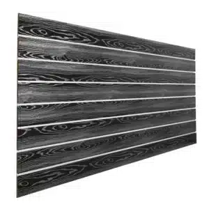 Black Woodgrain Slatwall Panel 6" Groove Spacing with Metal Inserts Angle