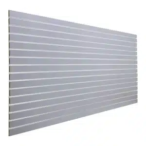 Gray Slatwall Panel 3" Groove Spacing with Metal Inserts Angle