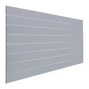 Gray Slatwall Panel 6" Groove Spacing with Metal Inserts Angle