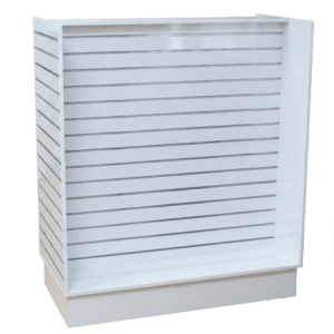 Slatwall Gondola Shelving with Aluminum Inserts | Gloss White