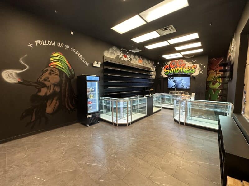 Matte Black Slatwall Panels with no Aluminum Inserts in a Smoke Shop