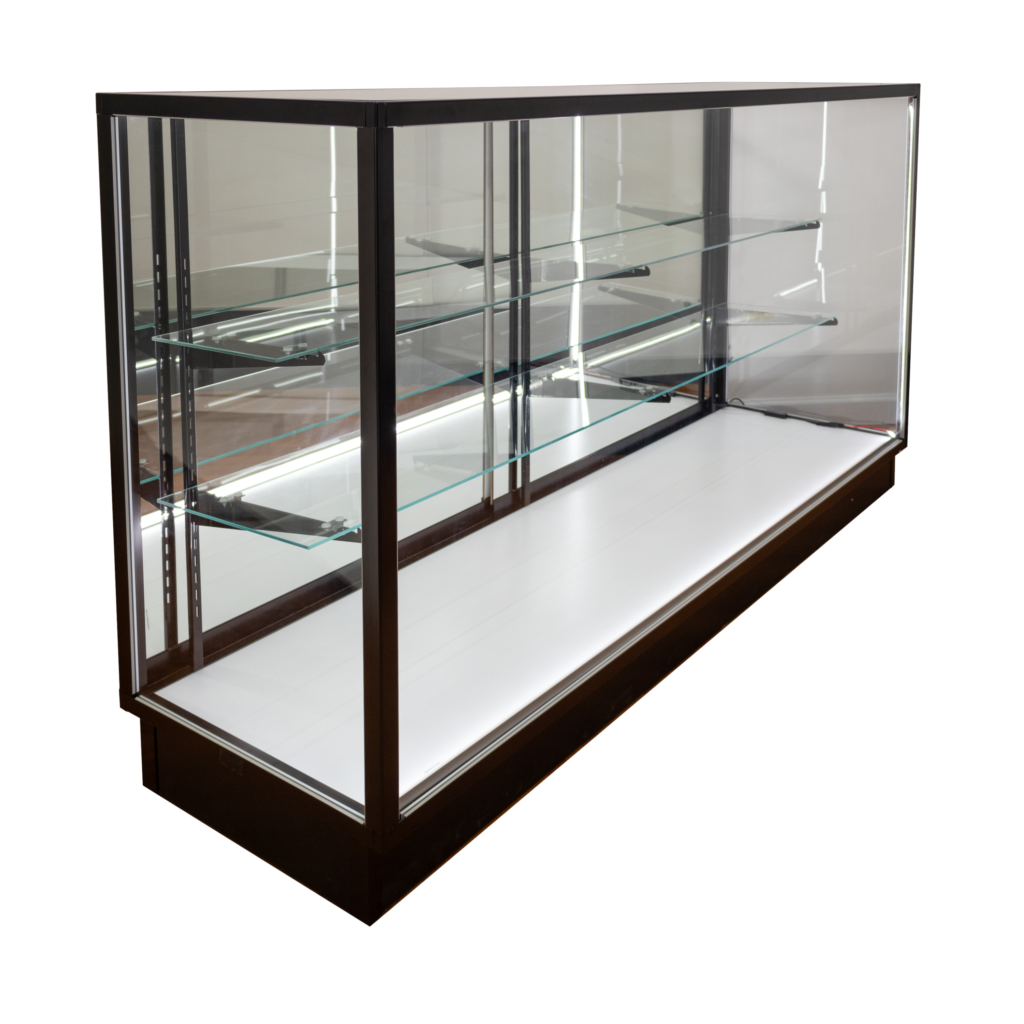 extra vision display case retail display case with lights in black frame