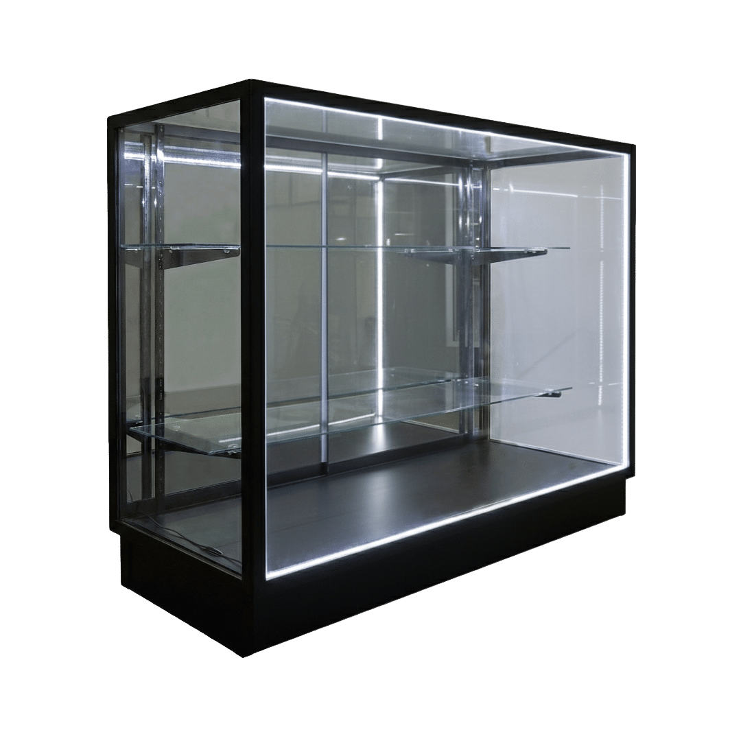 48" Black Extra Vision Display Case | Mirrored Back