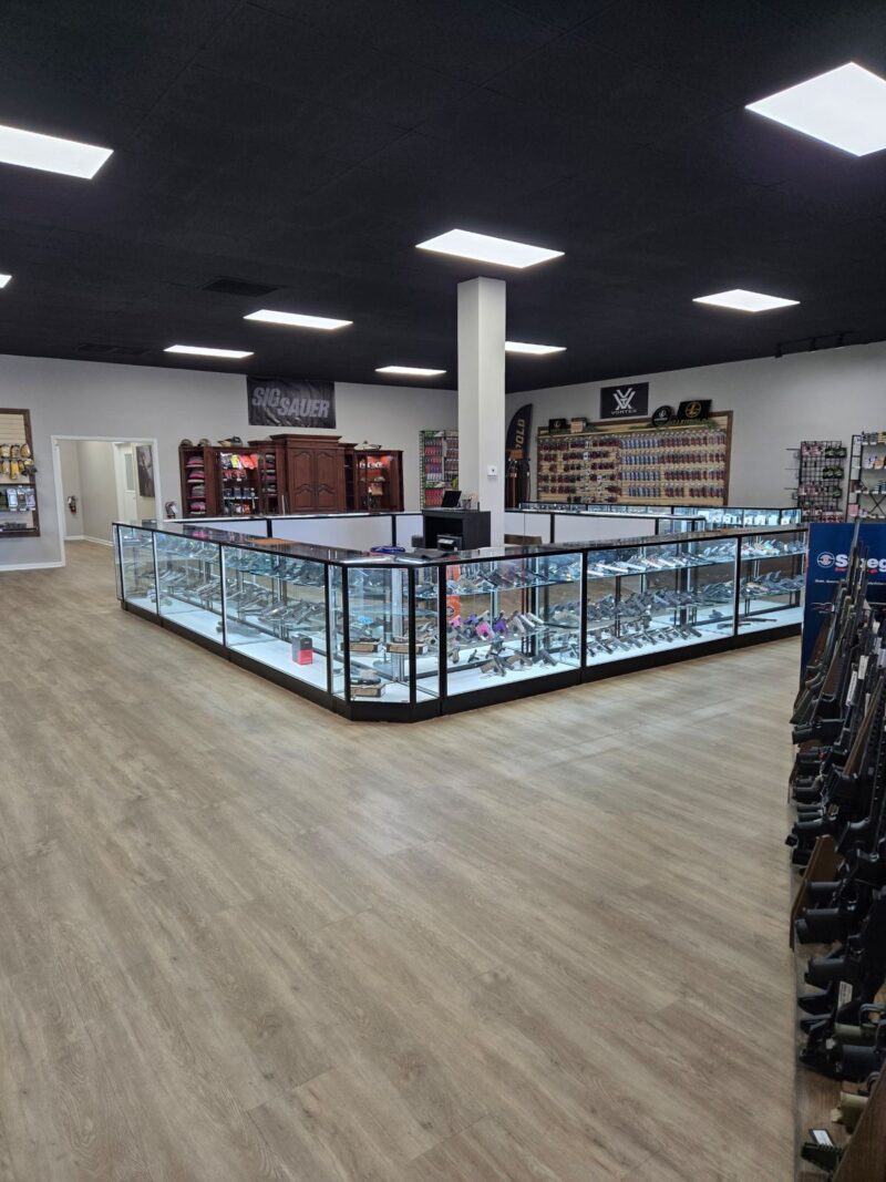 Black Extra Vision Display Cases in a Gun Store