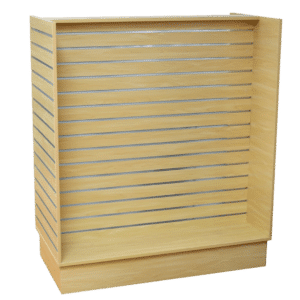 Slatwall Gondola Shelving with Aluminum Inserts | Maple
