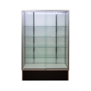 Silver Glass Wall Case With LED Lights and Lock