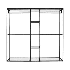 Glass Top Double Clothing Rack with Shelves