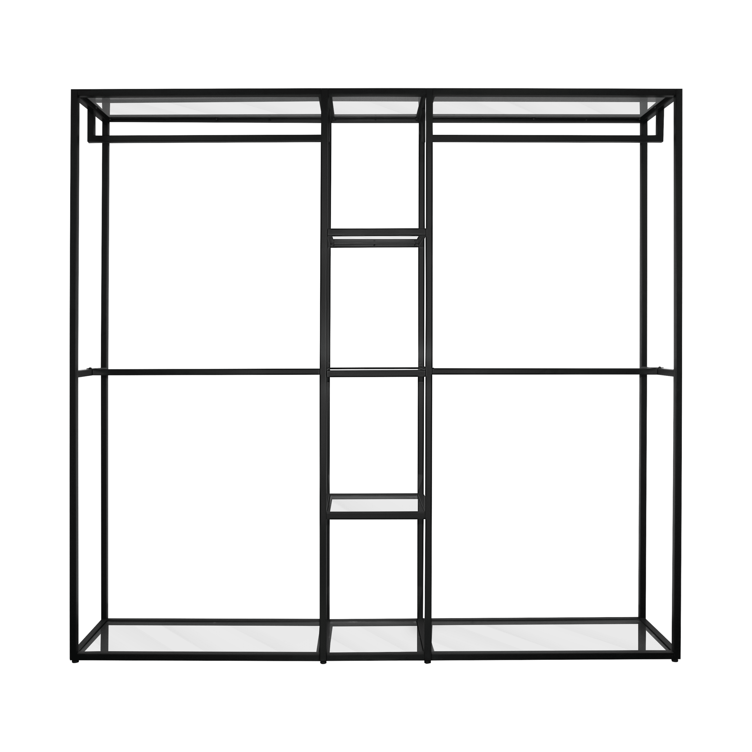 Glass Top Double Clothing Rack with Shelves