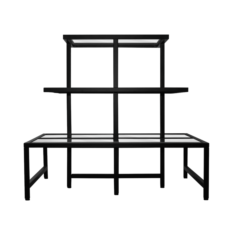 3 Tier Table Glass Top Black Front