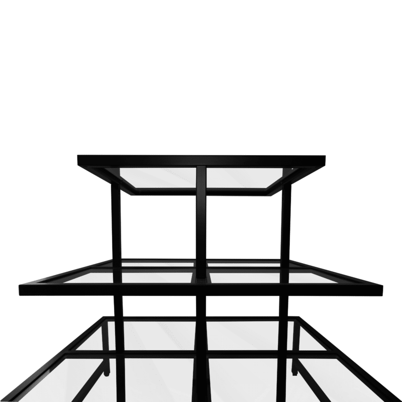 3 Tier Table Glass Top Black Front Middle Tier