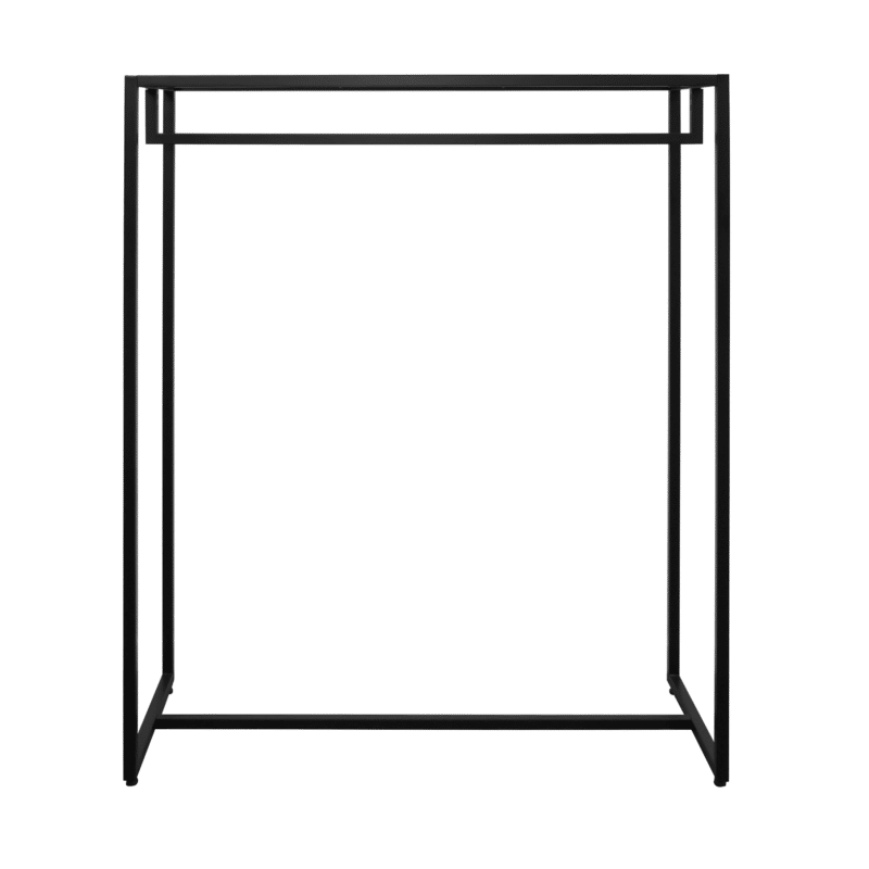 Glass Top Clothing Rack Front - Black