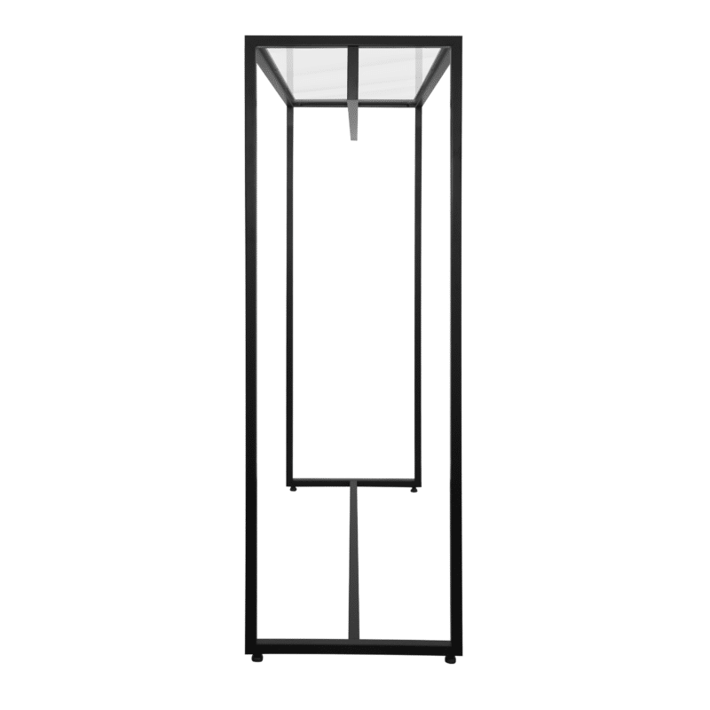 Glass Top Clothing Rack Side - Black