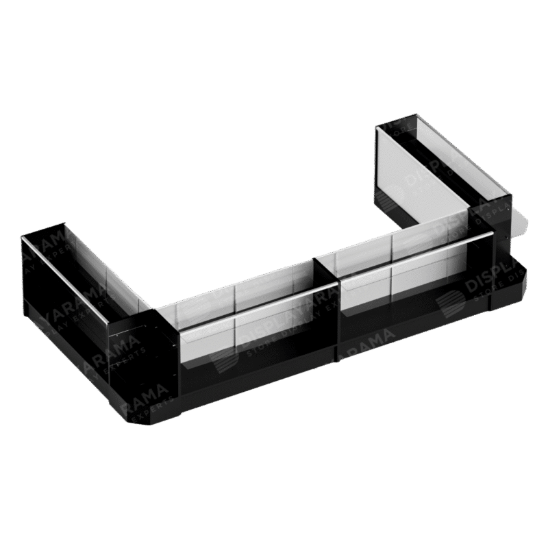Black Retail Display Case Set - 48"Full Vision (2x Counters, 2x Corners)