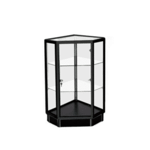 Black Glass Corner Display Case with LED Lights