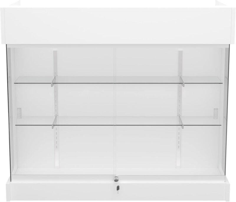 White Checkout Counter with Display Case Front - 48" - Image 2