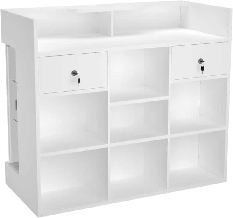 White Checkout Counter with Display Case Front - 48" - Image 3