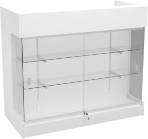 White Checkout Counter with Display Case Front - 48"
