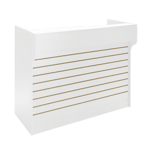 White Checkout Counter with Slatwall Front 48"