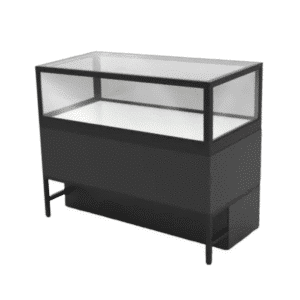 Black Front Privacy Panel for Glass Display Cabinets with Storage