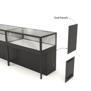 Black Privacy End Panels for Glass Display Cabinets