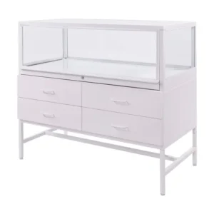 White Glass Display Cabinet with Storage