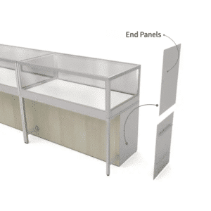 Satin Chrome Privacy End Panels for Glass Display Cabinets