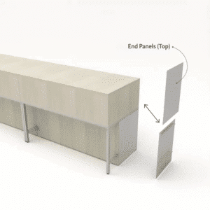 Satin Chrome Privacy End Panels for Glass Display Cabinets (Top)