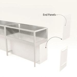 White Privacy End Panels for Glass Display Cabinets