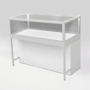 White Front Privacy Panel for Glass Display Cabinets