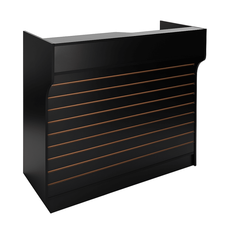 Black Checkout Counter with Slatwall Front 48"