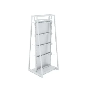 Gloss White 24" Double-Sided Floor Merchandiser with Display Hooks
