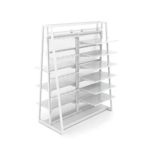 Gloss White 48" Floor Merchandiser Hooks & Shelving Kit