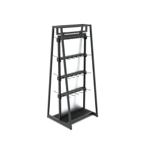 Matte Black 24" Double-Sided Floor Merchandiser with Display Hooks