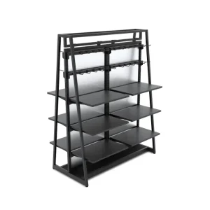 Matte Black 48" Floor Merchandiser Hooks & Shelving Kit