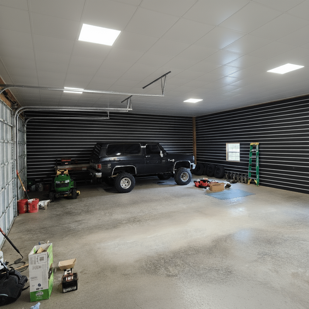 pole barn interior wall panels black