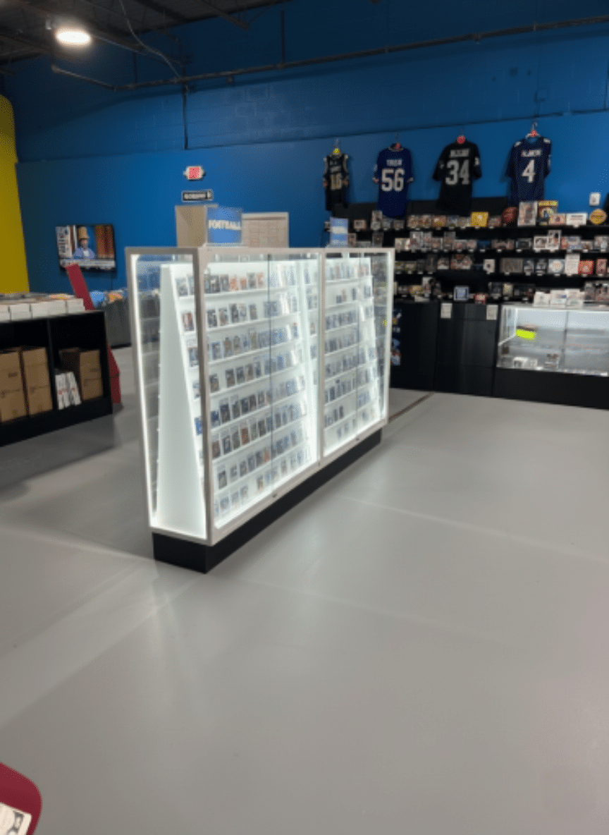 Sports Card Display Case | White | Double Sided Aisle Edition | with LED - Image 5