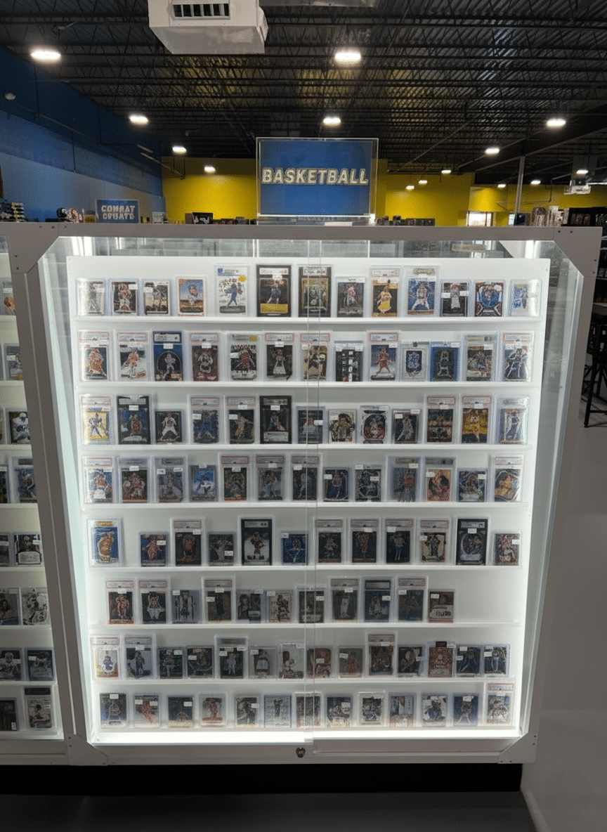 Sports Card Display Case | White | Double Sided Aisle Edition | with LED - Image 4
