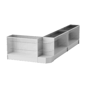 48″ White Full Vision Display Case Set - (3x Display Cases, 1x Corners)