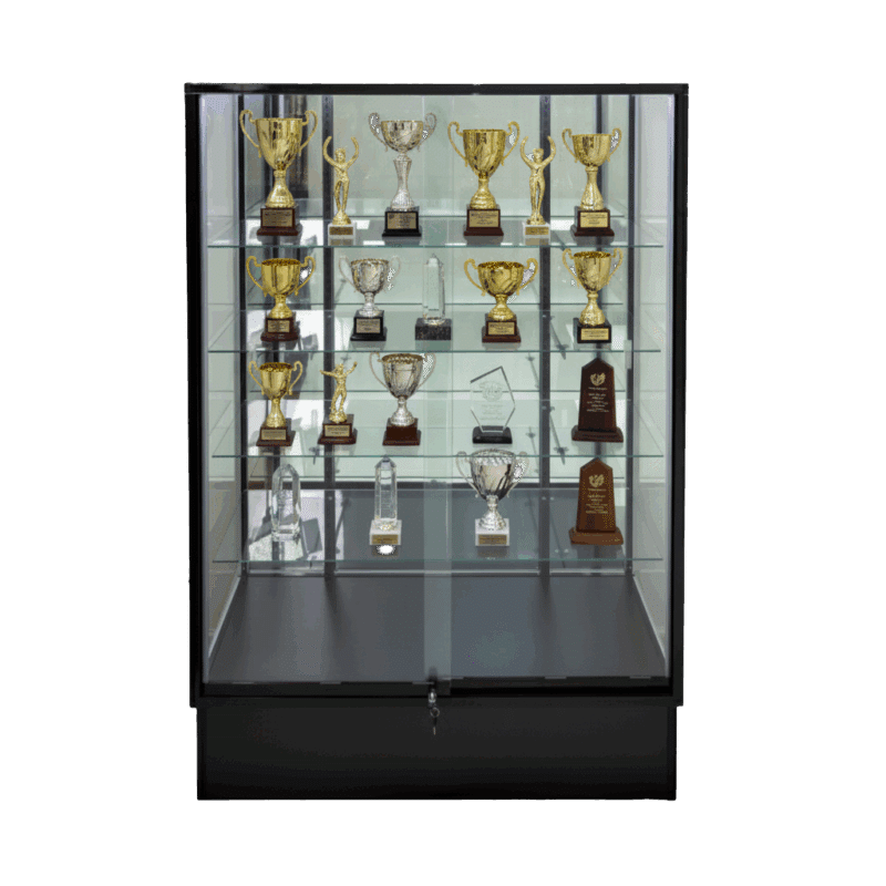 72" Black Trophy Case with Mirror Back | Extra Vision