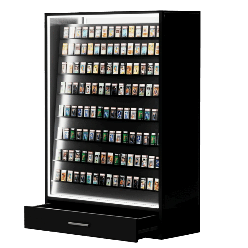 Sports Card Display Case | Black | Double Sided Aisle Edition | with LED & Drawer - Image 2