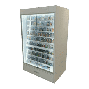 Sports Card Display Case | White | Wall Edition | with LED & Drawer
