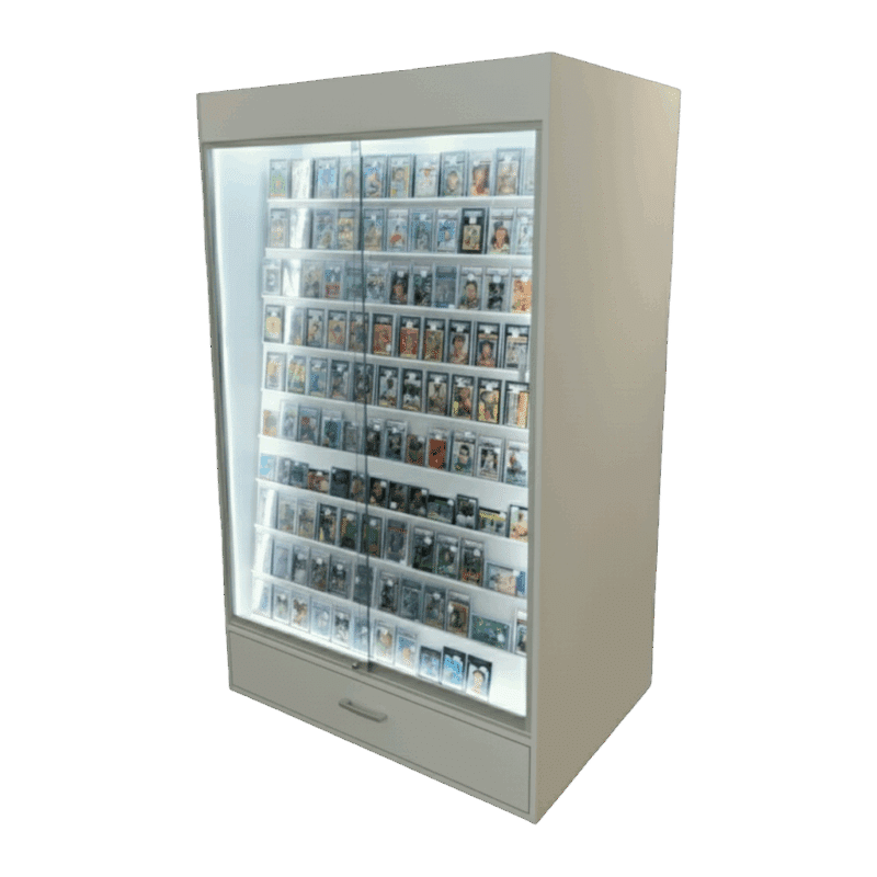 Sports Card Display Case | White | Wall Edition | with LED & Drawer