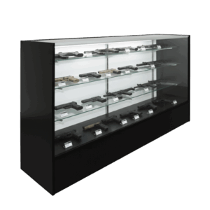 Firearms being displayed in a 70 Inch Black Gun Display Case