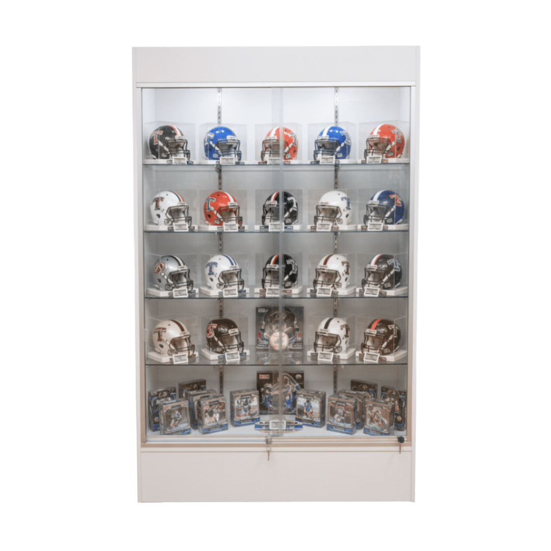 78" White Sports Memorabilia Display Case | Full Vision